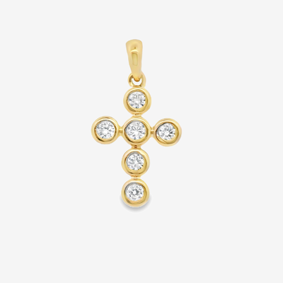 6 Bezel Set 0.15CT Diamond Cross Pendant