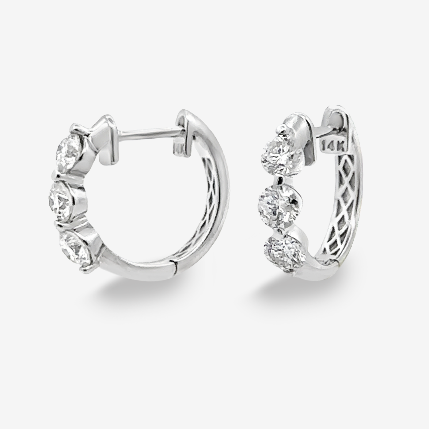 6 Shared Prong Diamond Huggie Earrings