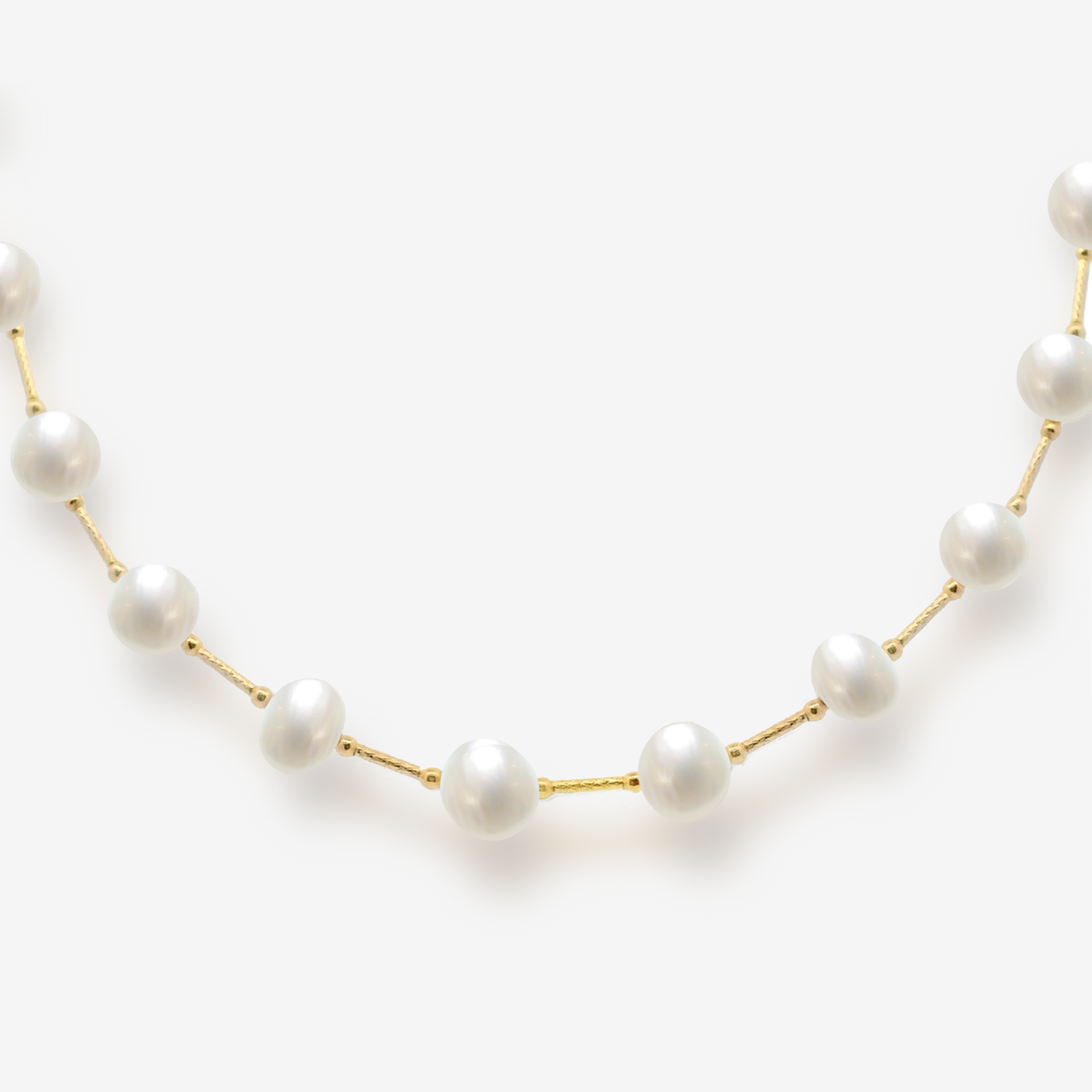 7-7.5MM Pearl & Gold Tube Necklace