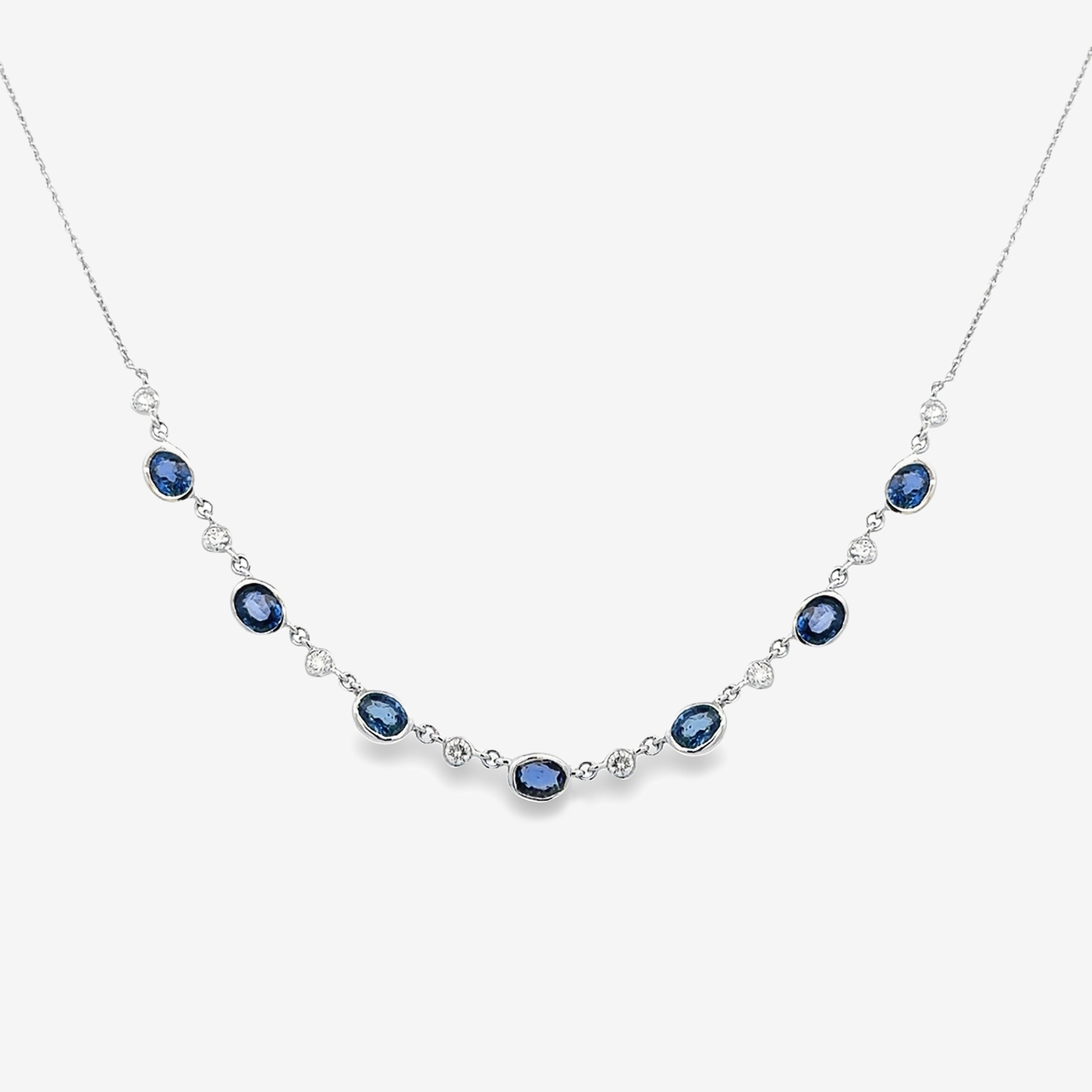 7 Sapphire Drops and Diamond Necklace