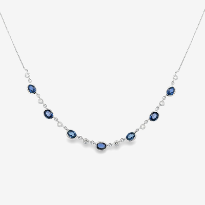 7 Sapphire Drops and Diamond Necklace