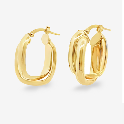 7mm Crossover Gold Hoop Earrings