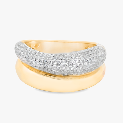 8.5MM 2 Row Curved Diamond Cloud Ring