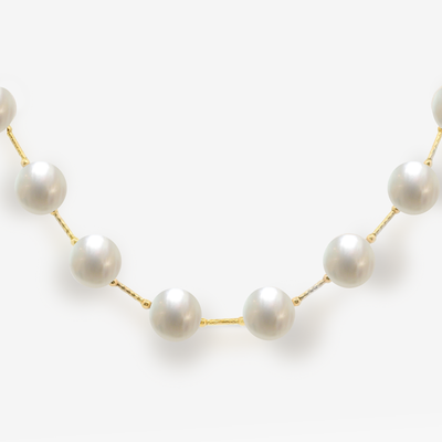 9-9.5MM Pearl & Gold Tube Necklace