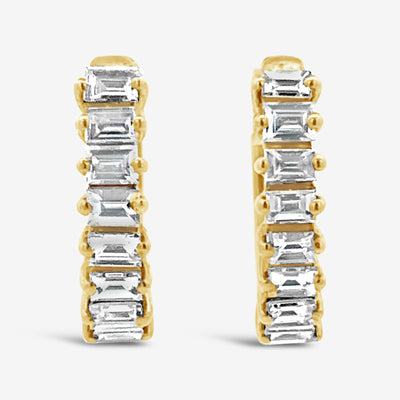 baguette diamond huggie earrings