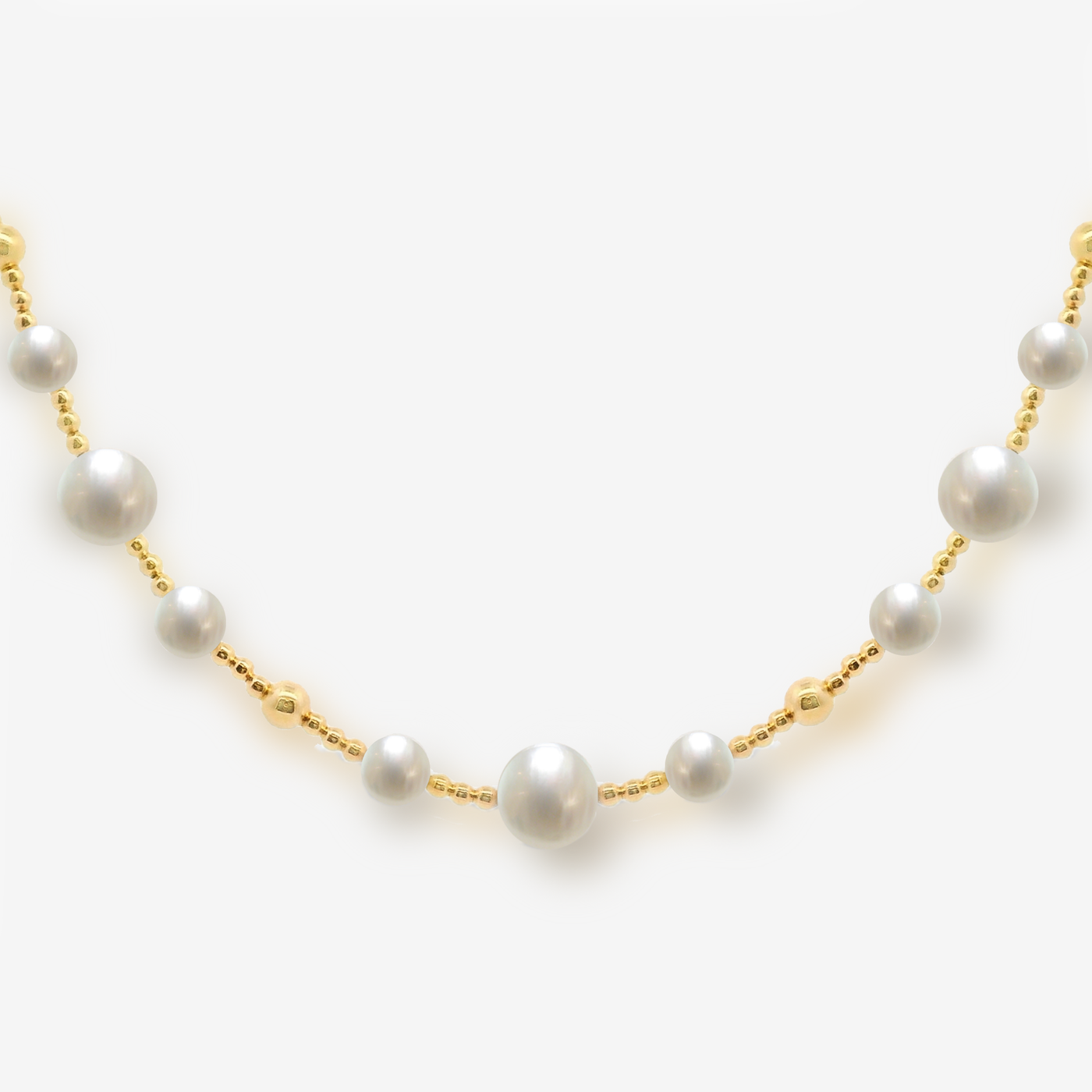 Bead It Multi-Size Pearl and Gold Bead Necklace