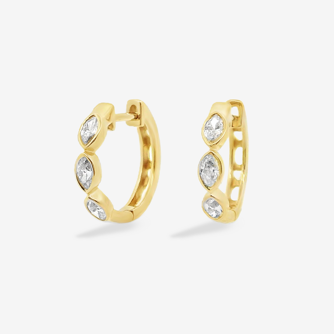 Bezel Set 0.50CT Marquise Diamond Huggie Earrings