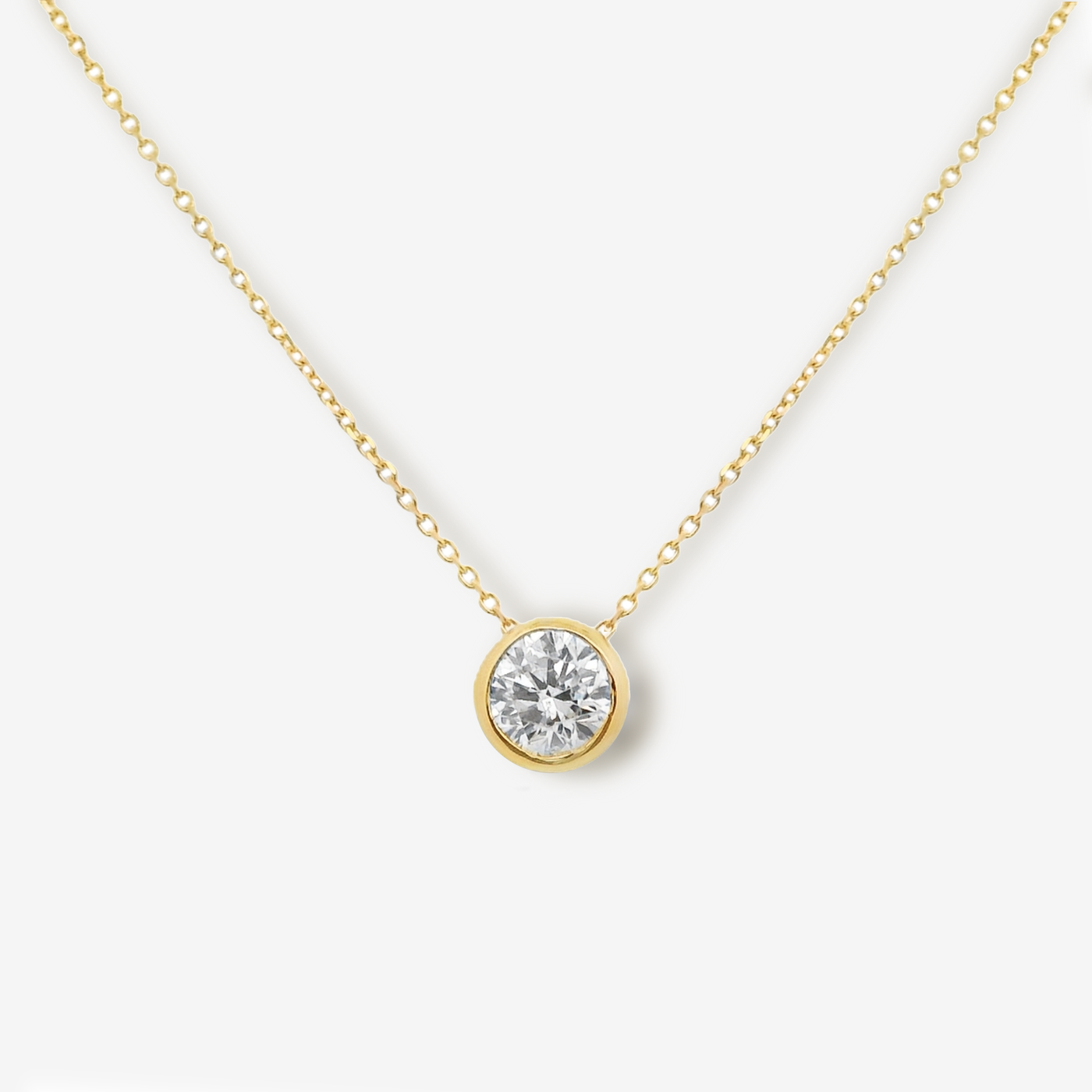 Bezel Set 0.70CT Solitaire Diamond Necklace