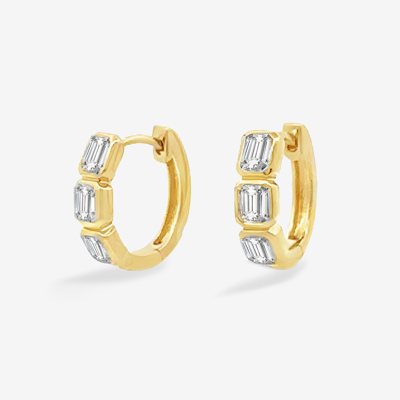 Bezel Set 0.85CT EC Diamond Huggie Earrings