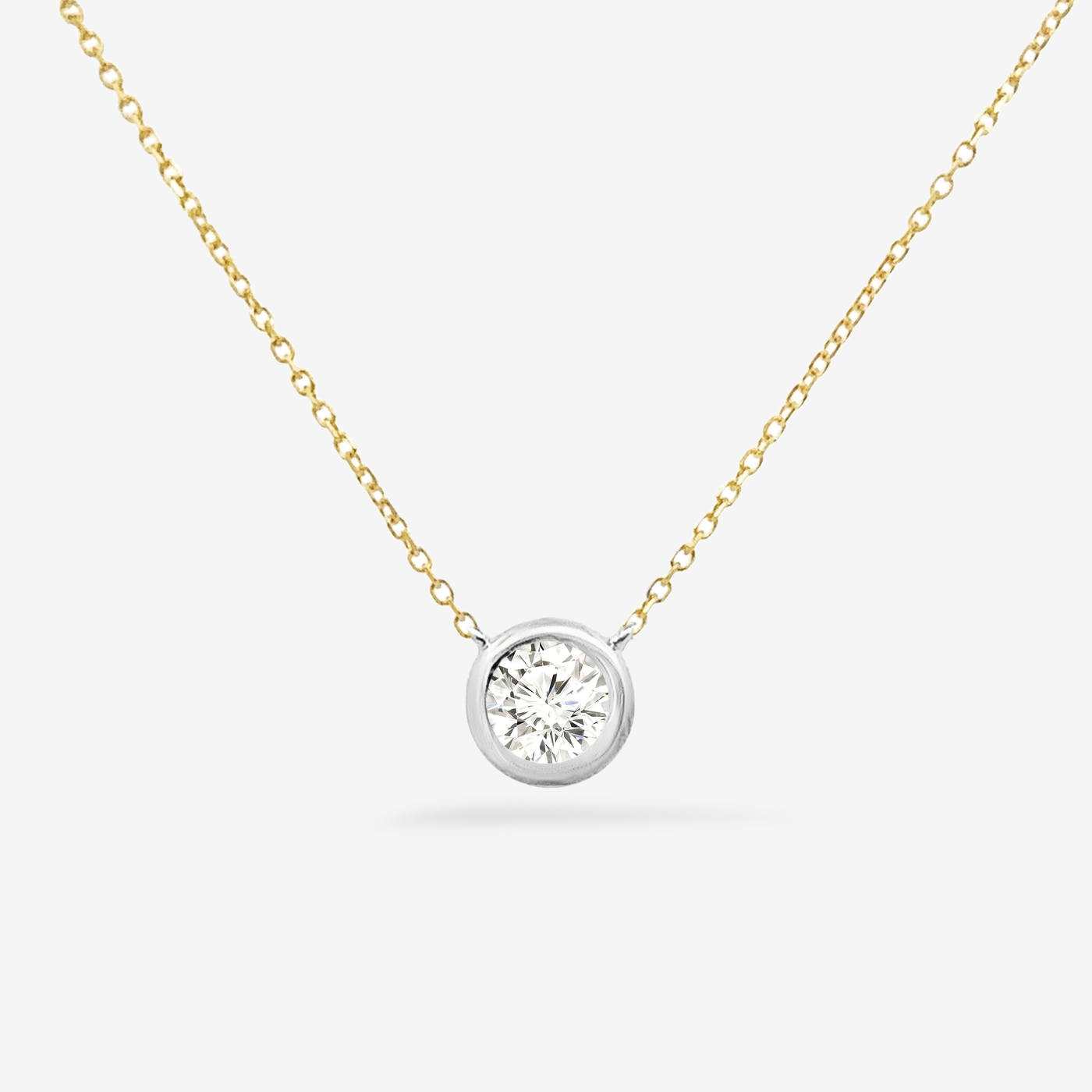 Bezel Set Round 0.30CT Diamond Necklace