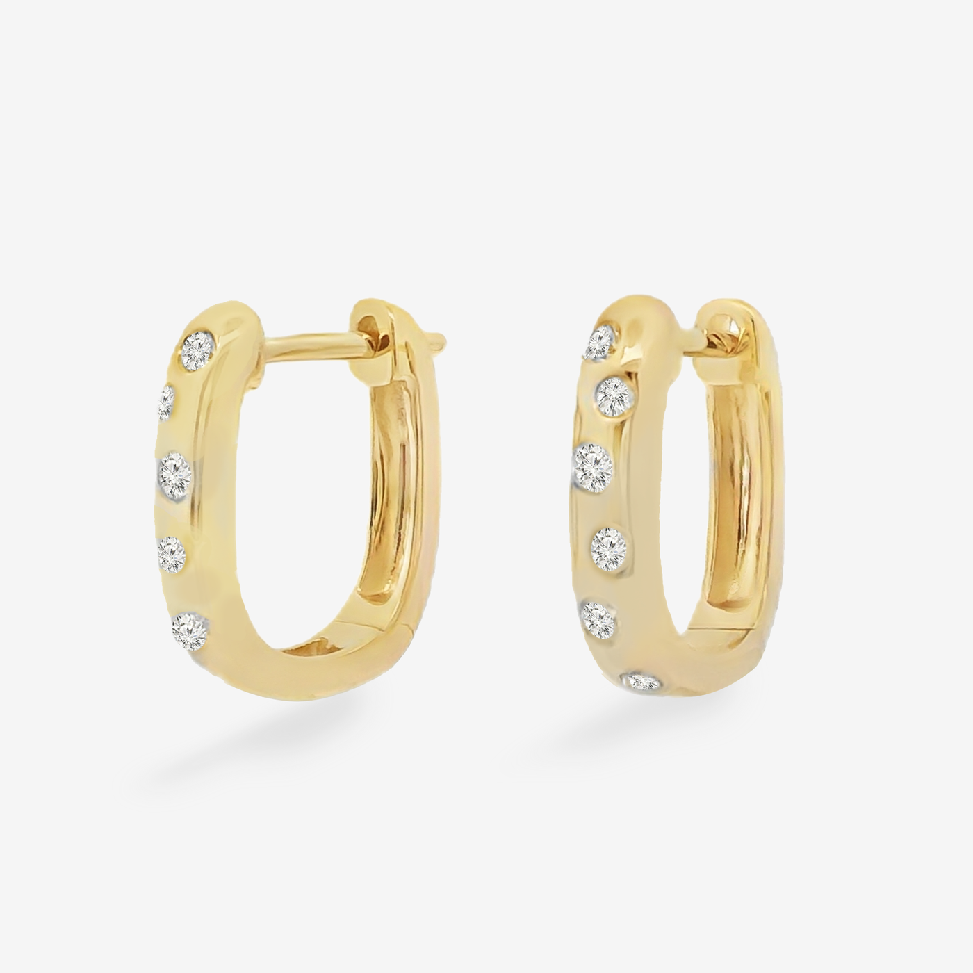 Burnished Diamond U Hoop Huggie Earrings