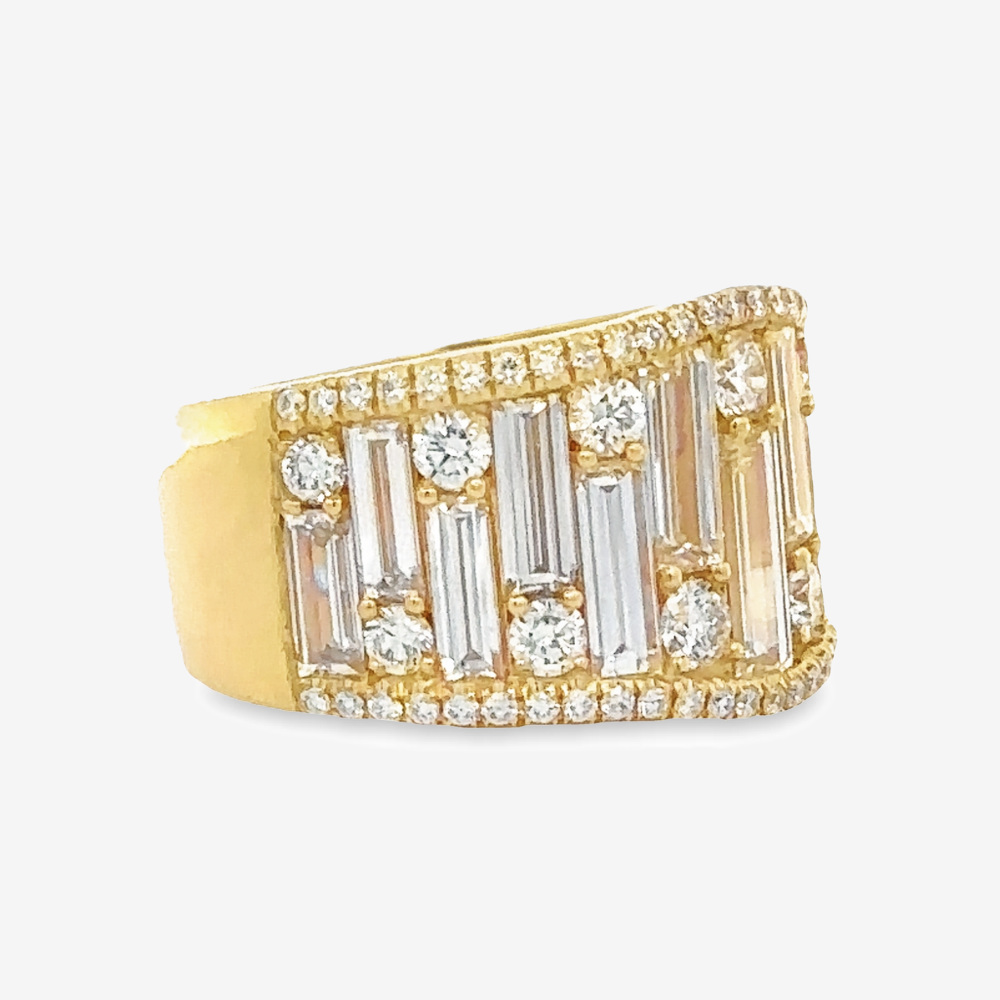 round and baguette diamond statement ring