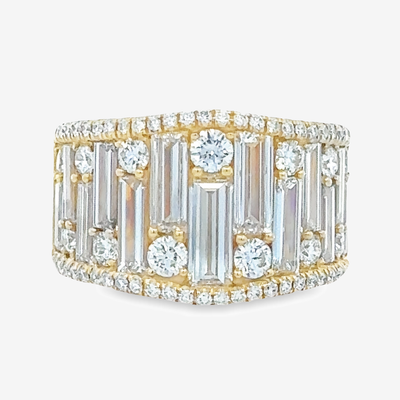 round and baguette diamond statement ring