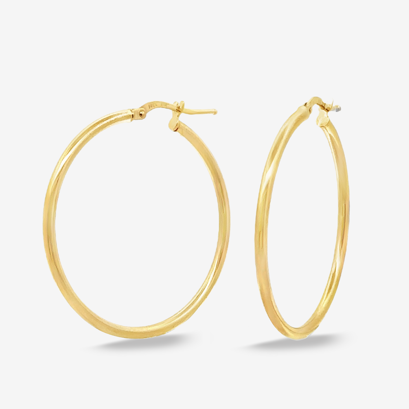 Classic 2mm Round 1.25" Gold Hoop Earrings