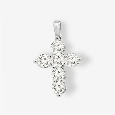 Classic Shared Prong 1.85CT Diamond Cross Pendant