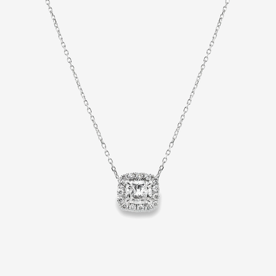 Cushion Cut 0.70CT Diamond Halo Necklace