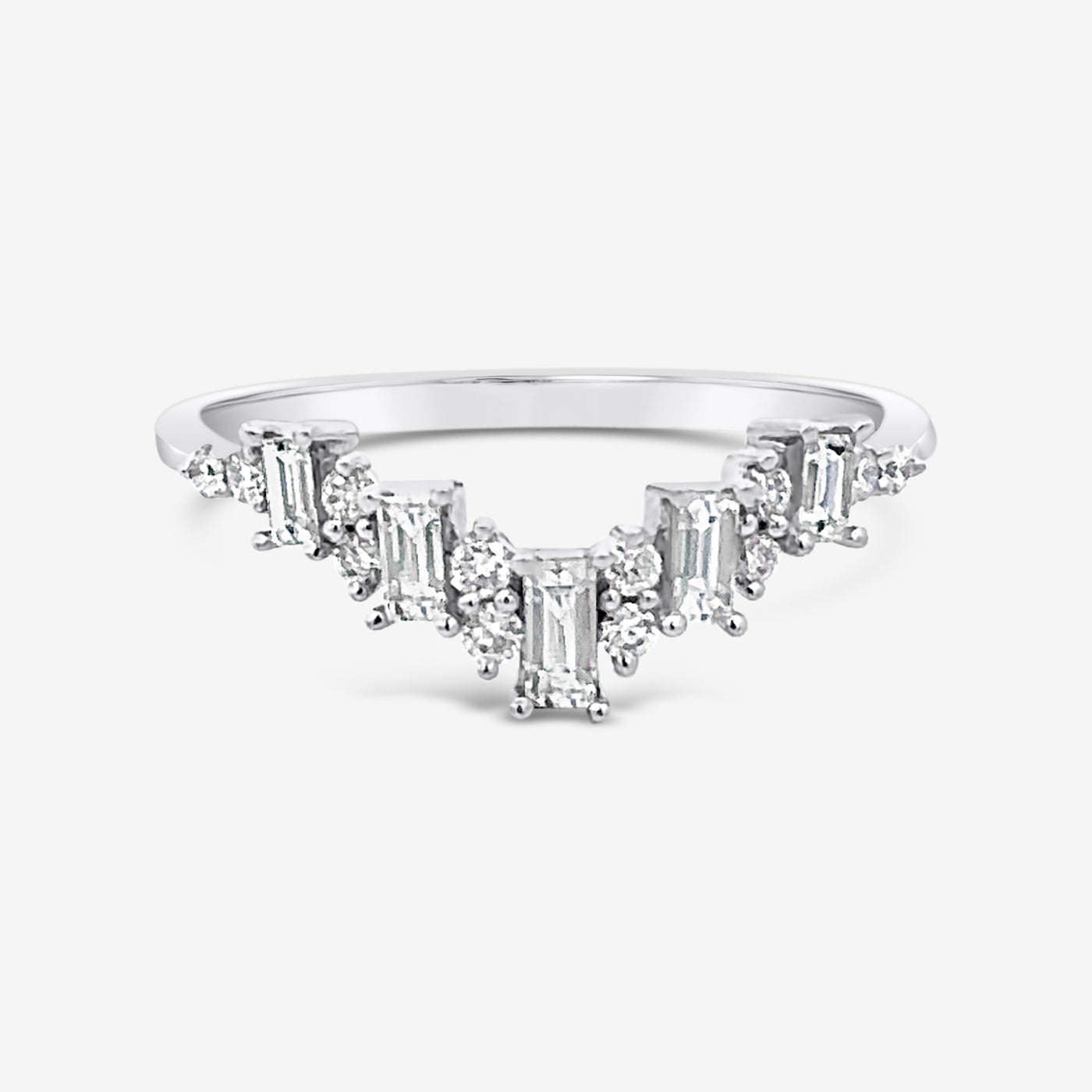 diamond chevron ring in white gold