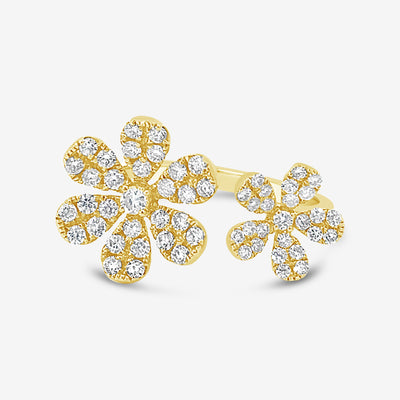 diamond two flower wrap ring