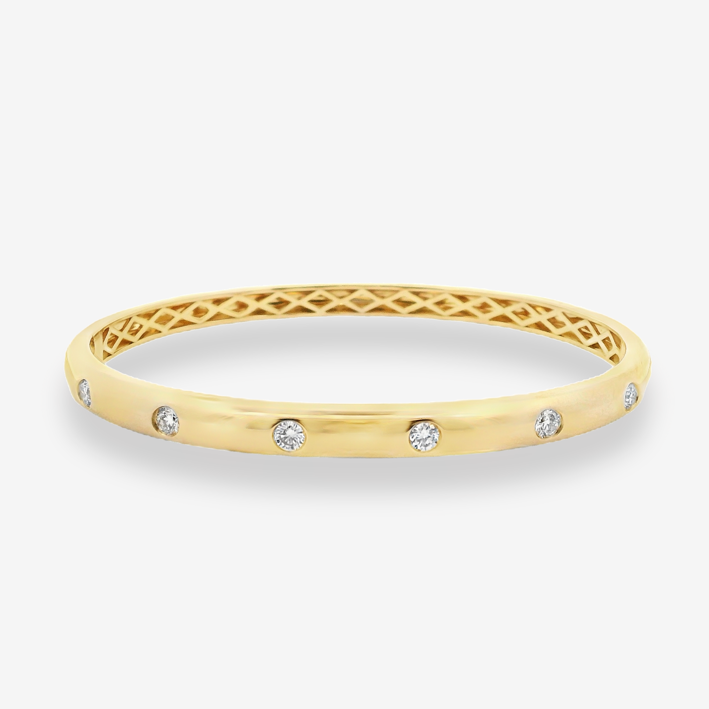 Domed 6 Burnished Diamond Bangle Bracelet