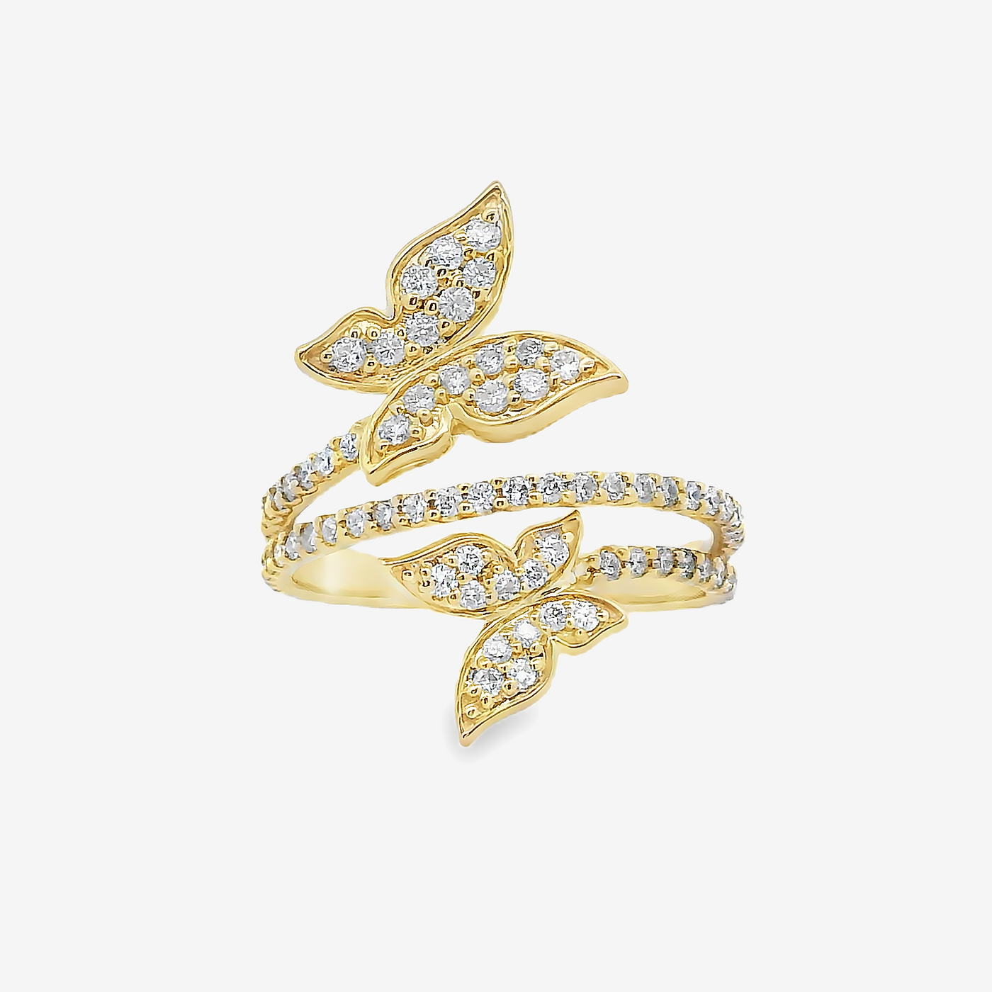 Double Butterfly Diamond Wrap Ring