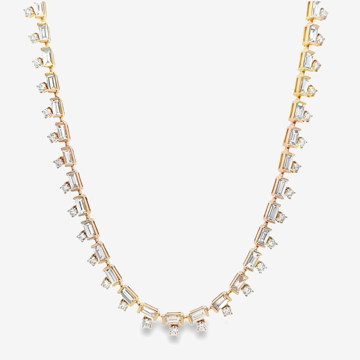 Drops By The Yard Baguette & Round Necklace