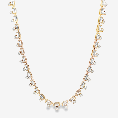 Drops By The Yard Baguette & Round Necklace