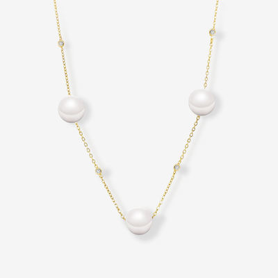 Drops By The Yard Pearl & Diamond Necklace