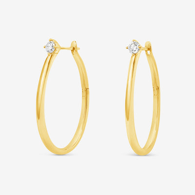 Elongated U-Hoop Diamond Earrings