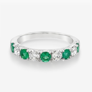 0.55CT Emerald & Diamond Halfway Ring