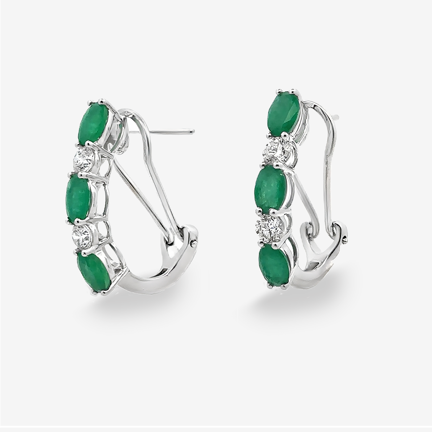 Emerald & Diamond Lever Back Earrings