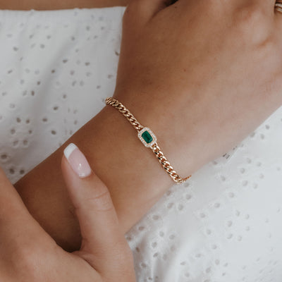 emerald and diamond halo havana link bracelet