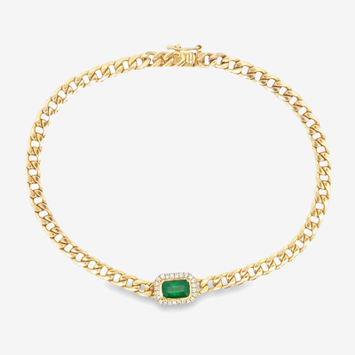 emerald and diamond halo havana link necklace