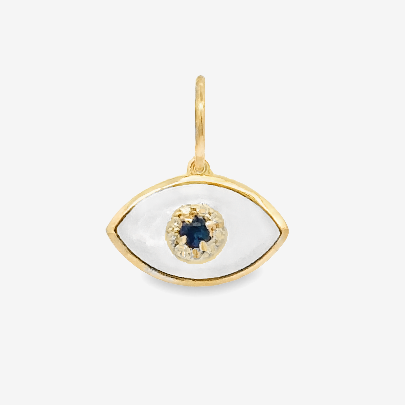 Evil Eye Mother of Pearl and Sapphire Pendant