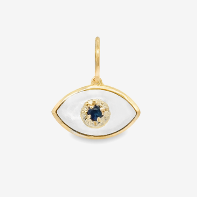 Evil Eye Mother of Pearl and Sapphire Pendant