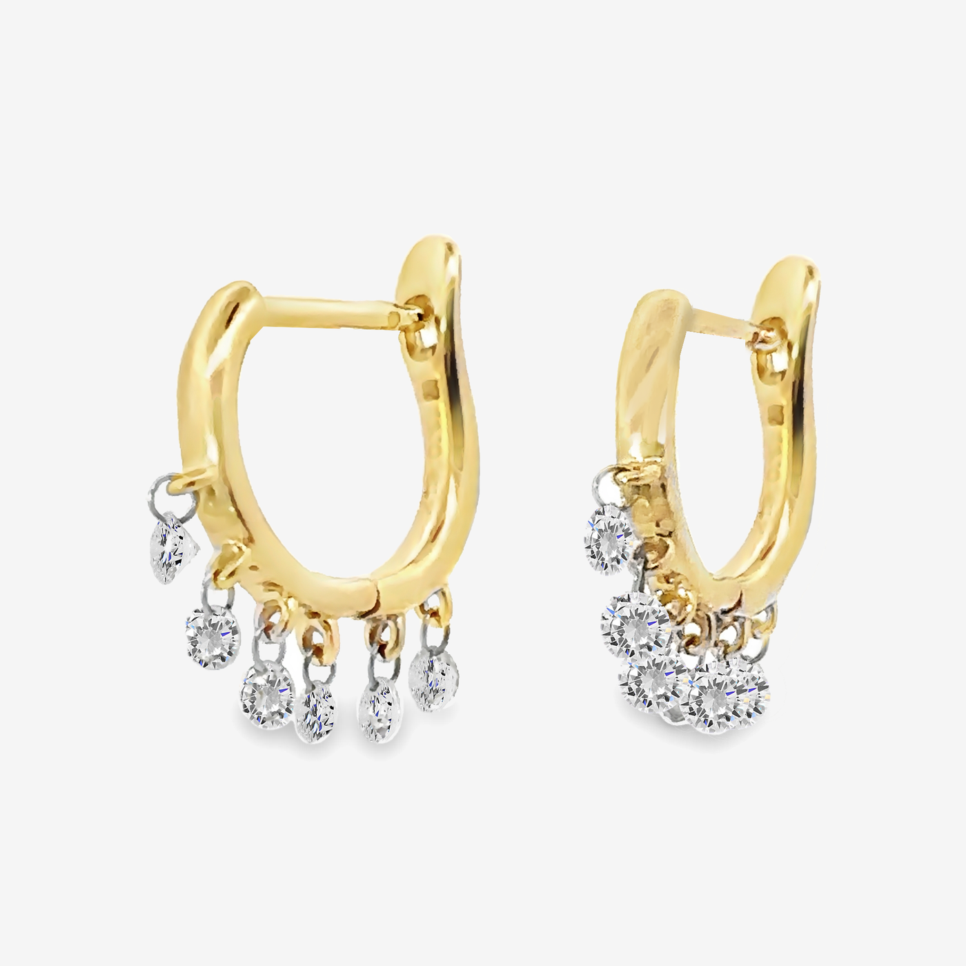 Floating 0.35CT Diamond Huggie Earrings