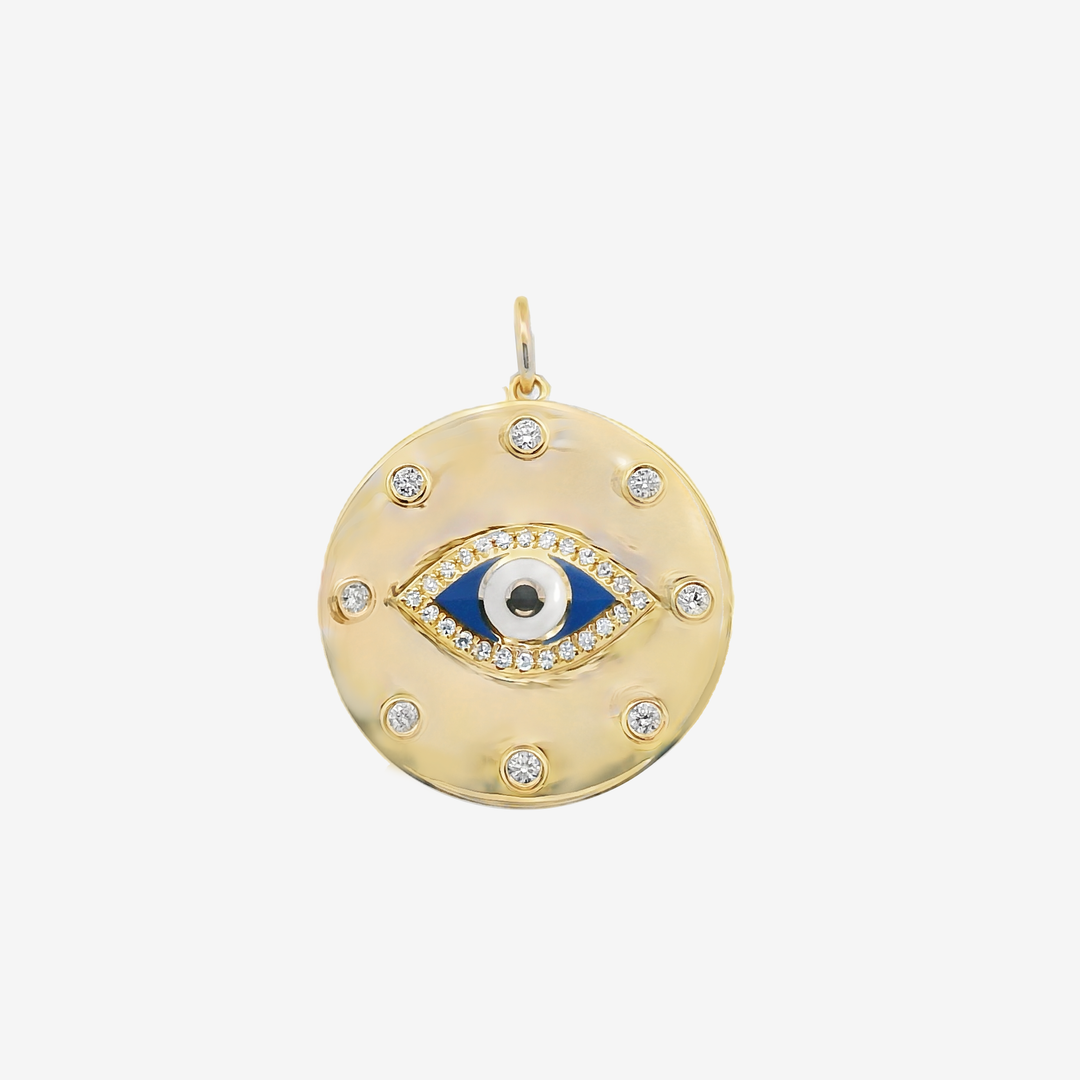 Gold 14K Enamel sold Evil Eye Pendant