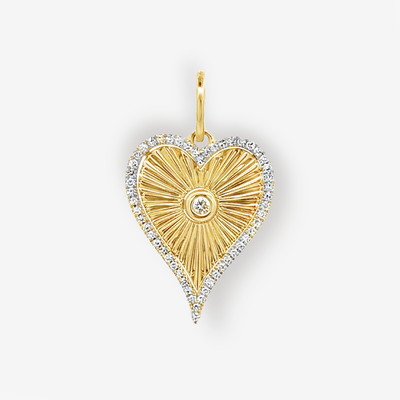 Fluted Heart Diamond Outline Pendant