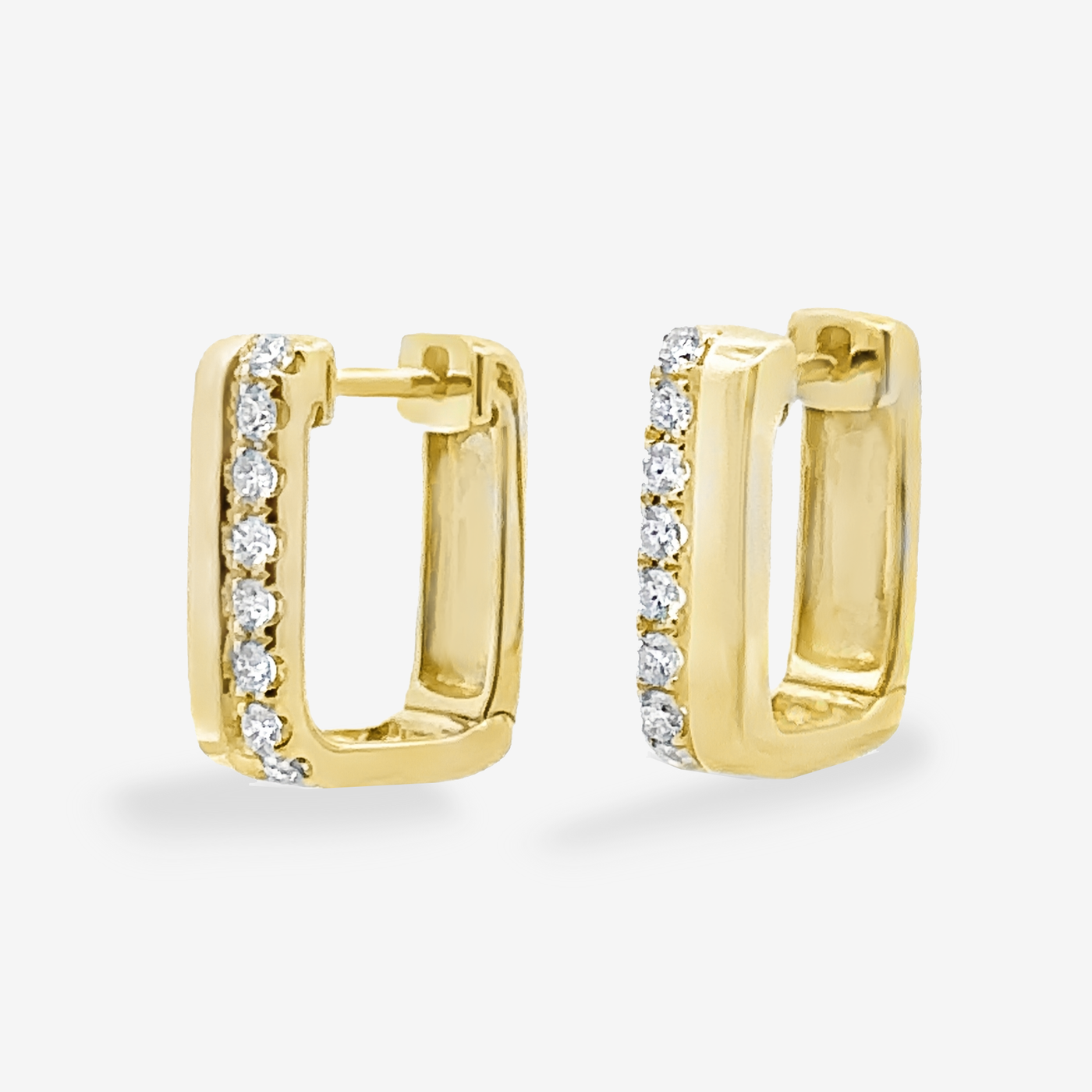 Gold & Diamond U Hoop Huggie Earrings