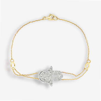 Hamsa Diamond & Gold Bracelet