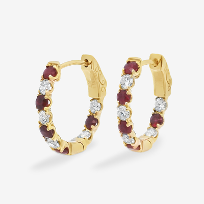 Inside & Out 0.95CT Ruby & Diamond Hoop Earrings