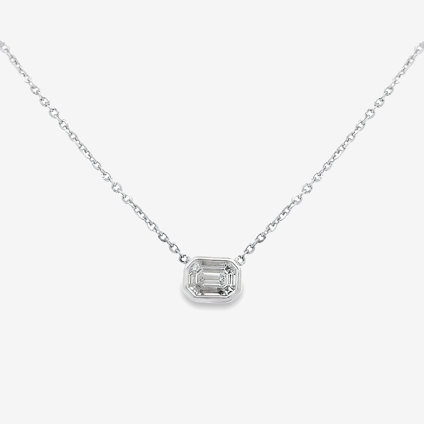 emerald cut diamond solitaire necklace