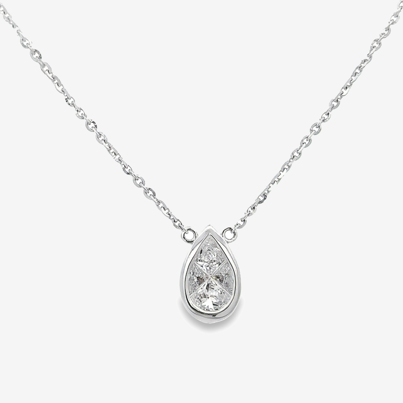 0.65CT Invisible Set Pear Shaped Diamond Necklace