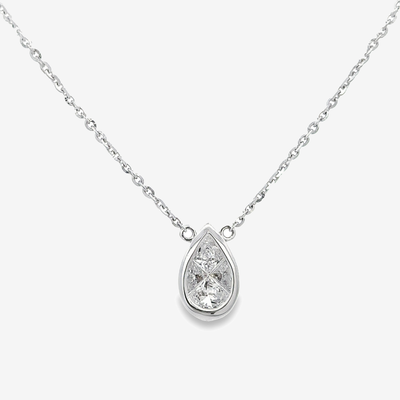 Invisible Set Pear Shaped Diamond Necklace