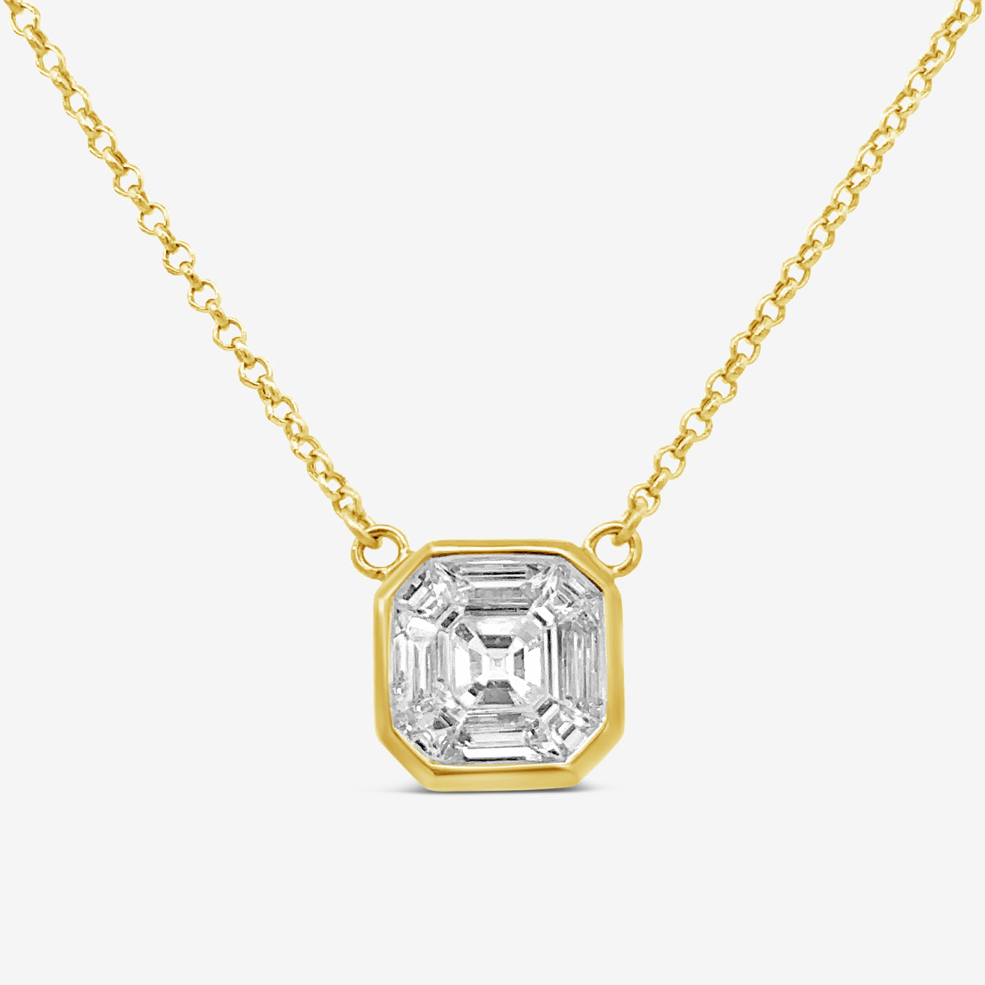 illusion square diamond necklace