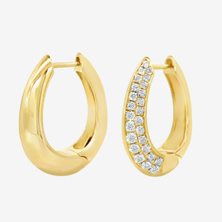 Knife Edge Pave Hoop Earrings