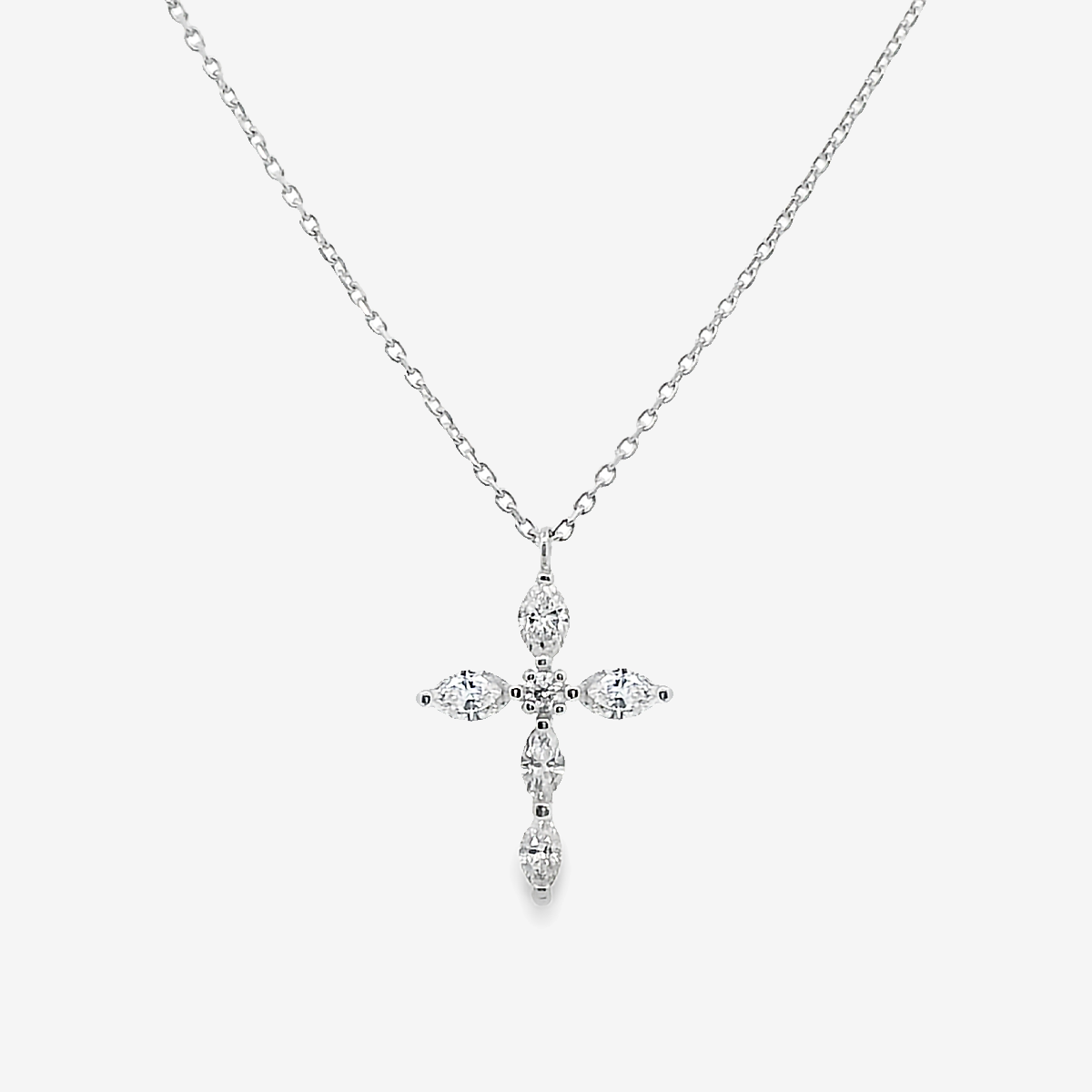 Marquise Diamond Pinpoint Cross Necklace