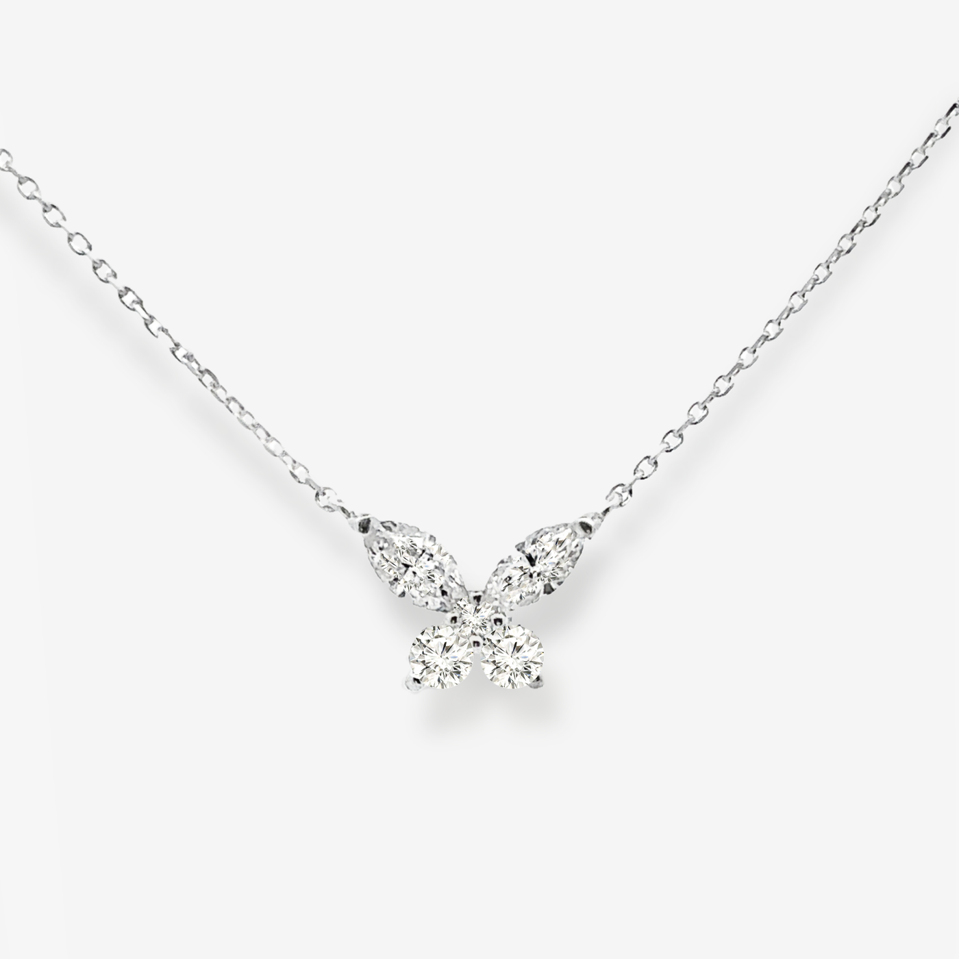 Marquise & Round Diamonds Butterfly Necklace