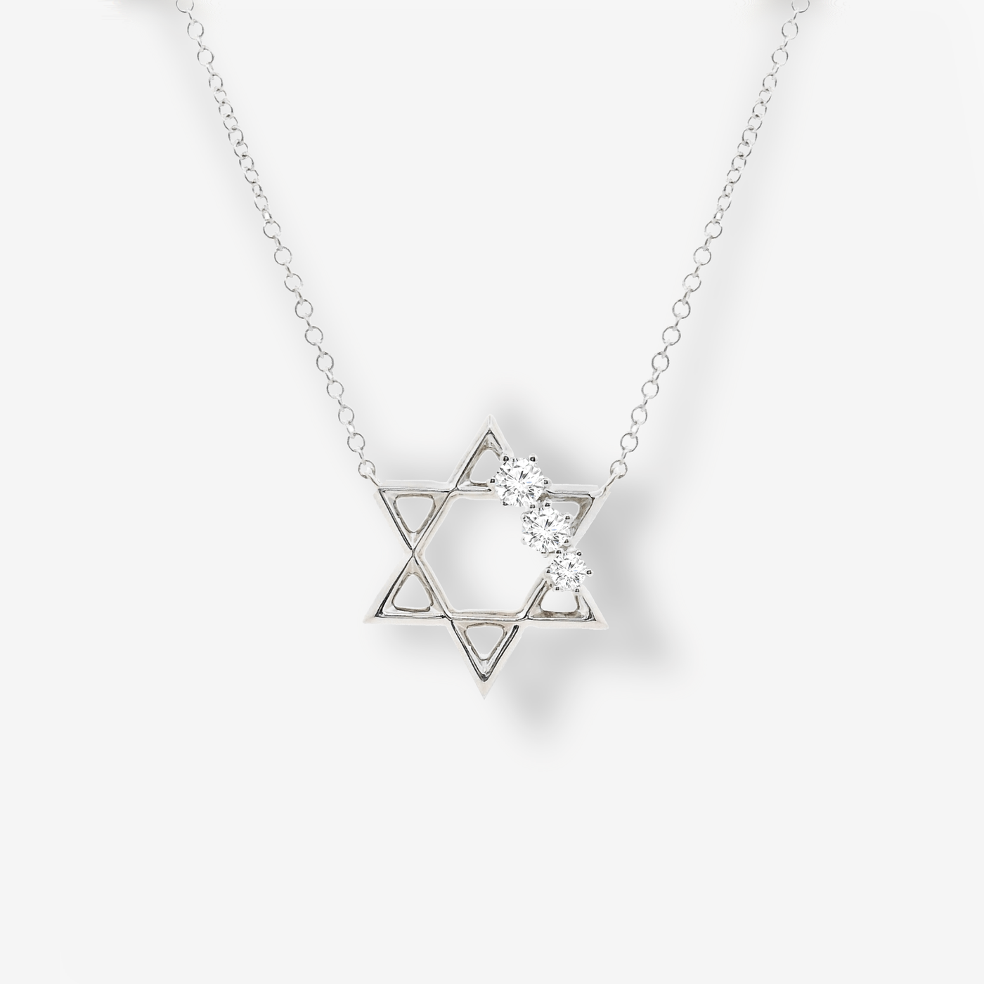 Medium 3 Diamond 0.25CT Star of David Necklace