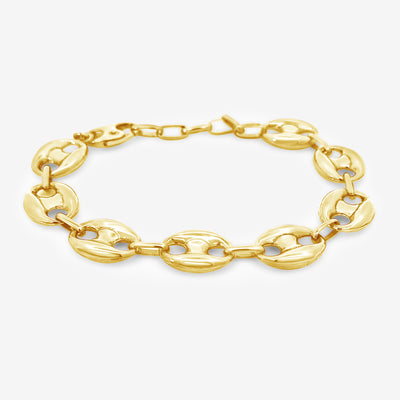 gold puffed anchor link bracelet