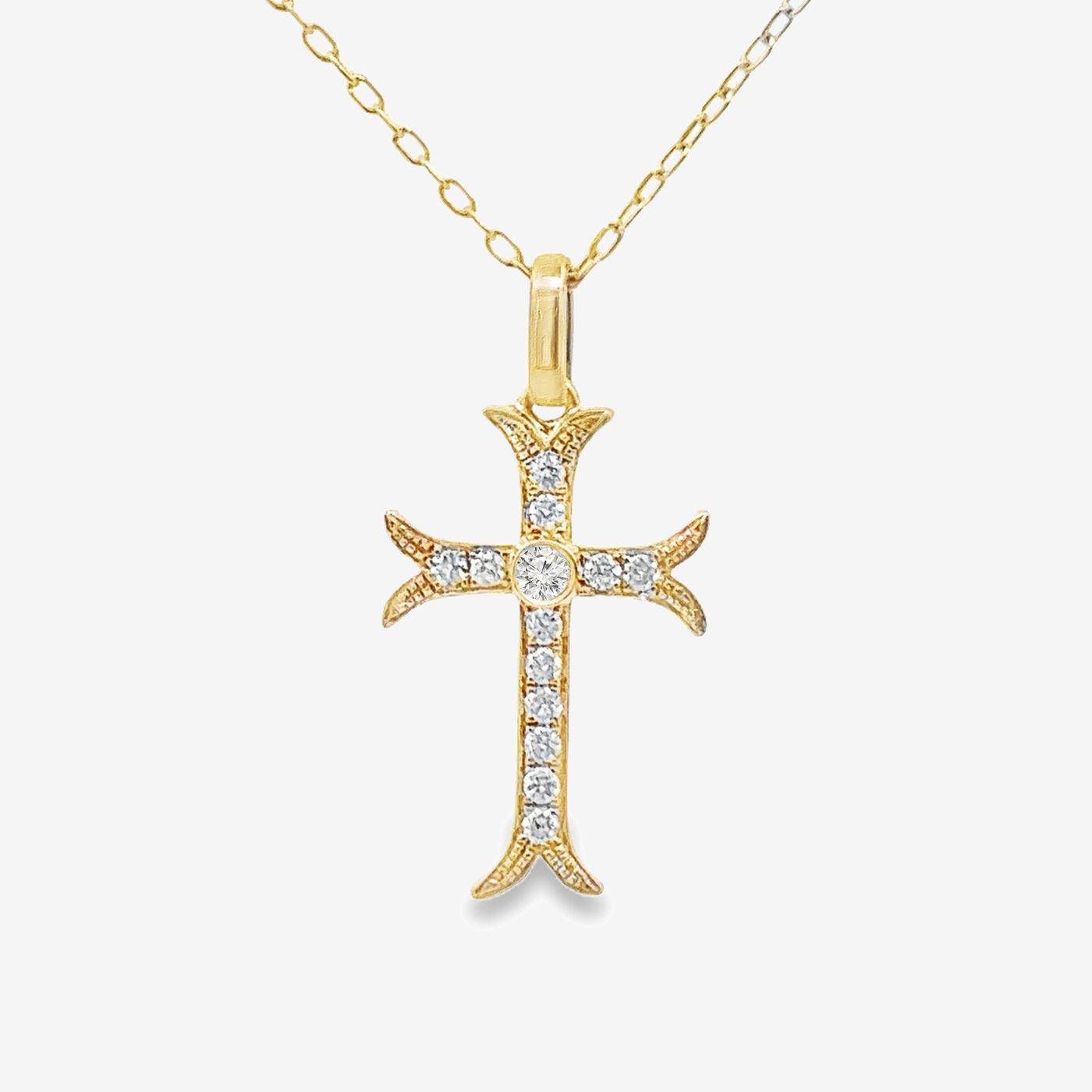 Milgrain 0.10CT Diamond Cross Necklace